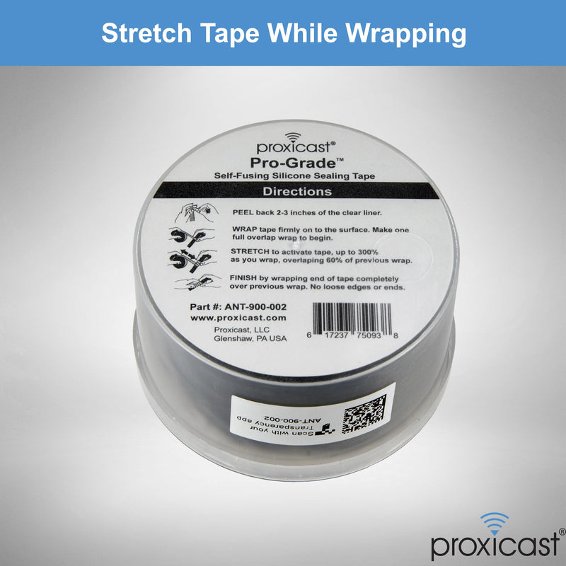 Proxicast Pro-Grade Extra Strong 30mil Weatherproof Self-Fusing Silicone Rubber Sealing Tape For Outdoor Antenna Coax & Electrical Cables, Hose/Pipe Leaks & Emergency Repairs (1.5" x 15' roll) - Clear 1