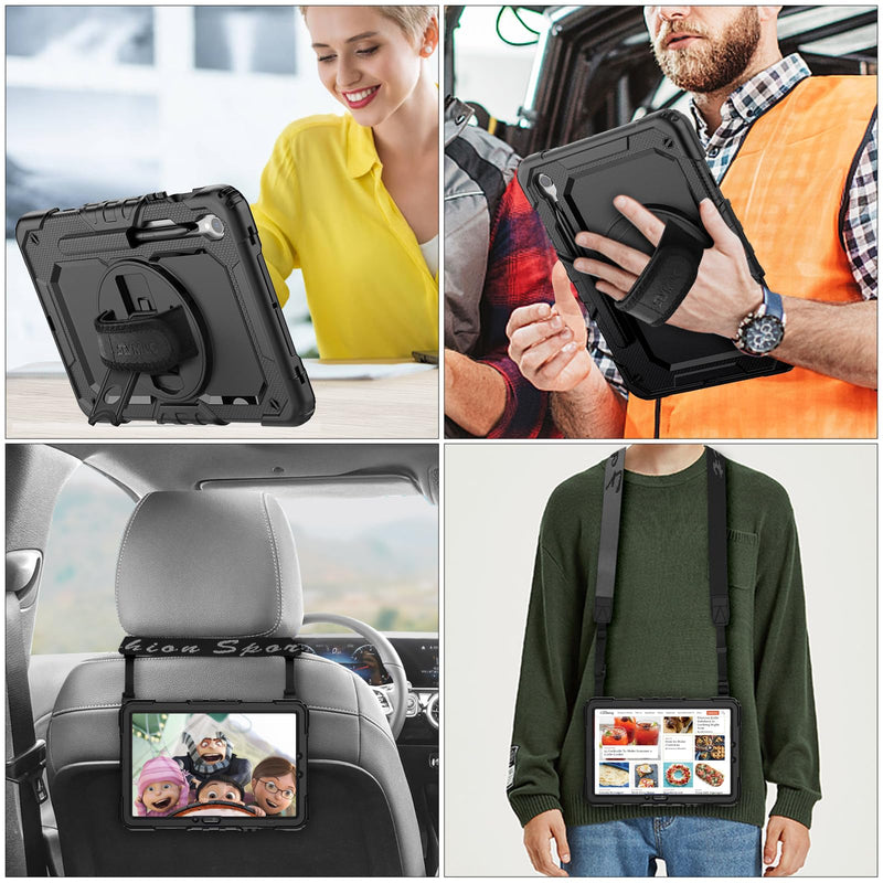 [Australia - AusPower] - SEYMAC stock for Samsung Galaxy Tab S9/ S9 FE 5G Tablet Case 2023 with Screen Protector Pencil Holder [360 Rotating Hand Strap] &Stand, Drop-Proof Case for Galaxy Tab S9 FE 10.9''/ S9 11'', Black1 case for Galaxy Tab S9 FE 10.9''/S9 11'' 