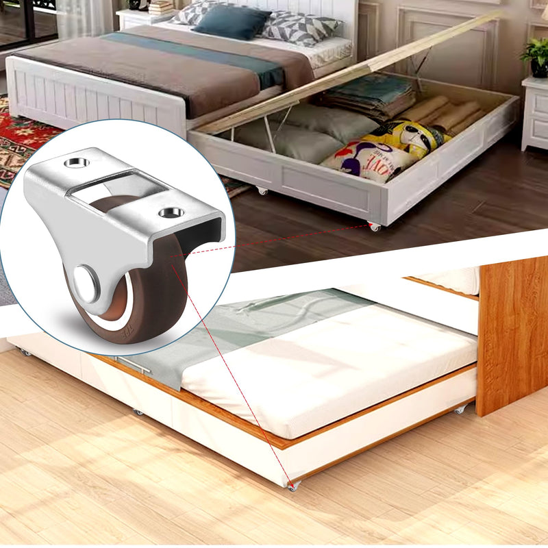 [Australia - AusPower] - Caster Wheels Rigid Fixed Non Swivel Casters, Top Plate Fixed Caster, Rubber casters (8 Pcs, 1.5 Inch) 8 