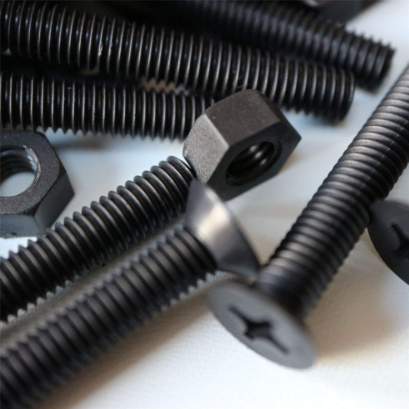 [Australia - AusPower] - 20 x Black Countersunk Screws Polypropylene (PP) Plastic Nuts and Bolts, Washers, M6 x 40mm, Anti-Corrosion, Chemical Resistant, (15/64 x 1 37/64 in) 