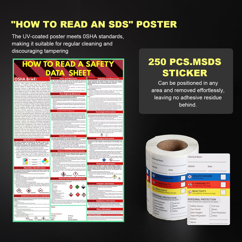 MSDS Yellow Heavy Duty 3 Inch Material Safety Data Sheet 3 Ring Binder with SDS Wire Rack, Display Sign, Chain, Safety Posters, Labels, Wall Mount