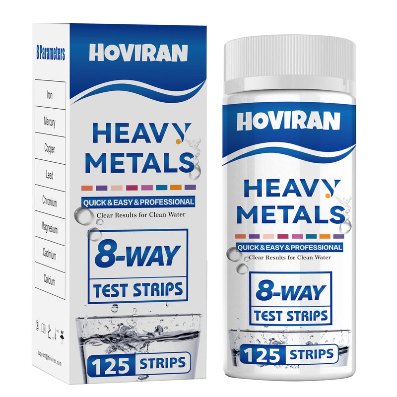 [Australia - AusPower] - 8 Way Heavy Metals Water Test Strips -125 ct Home, Well Drinking Water Testing Kit for Iron, Mercury, Copper, Lead, Chromium, Magnesium, Cadmium, Calcium 8-Way Heavy Metals Test Strips - 125 ct 