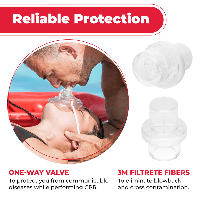 [Australia - AusPower] - CPR Rescue Mask, Adult/Child Pocket Resuscitator, Hard Case with Wrist Strap + Gloves & Wipes - 4 Pack 4 Count 