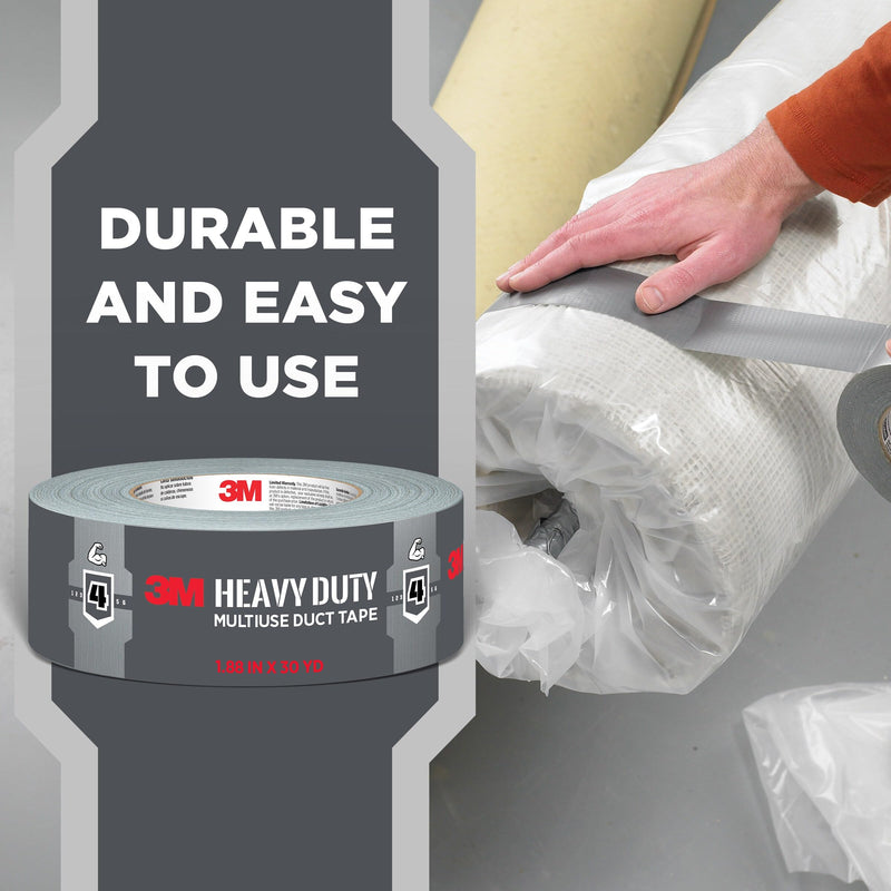 3M Heavy Duty Duct Tape, 1.88in x 45yd, 1 Roll, Multi-Surface, Temporary Solutions for Sealing, Holding, and Reinforcing, Tear by Hand Vertically and Horizontally, Staple for Every Toolbox (2145) 45 yd