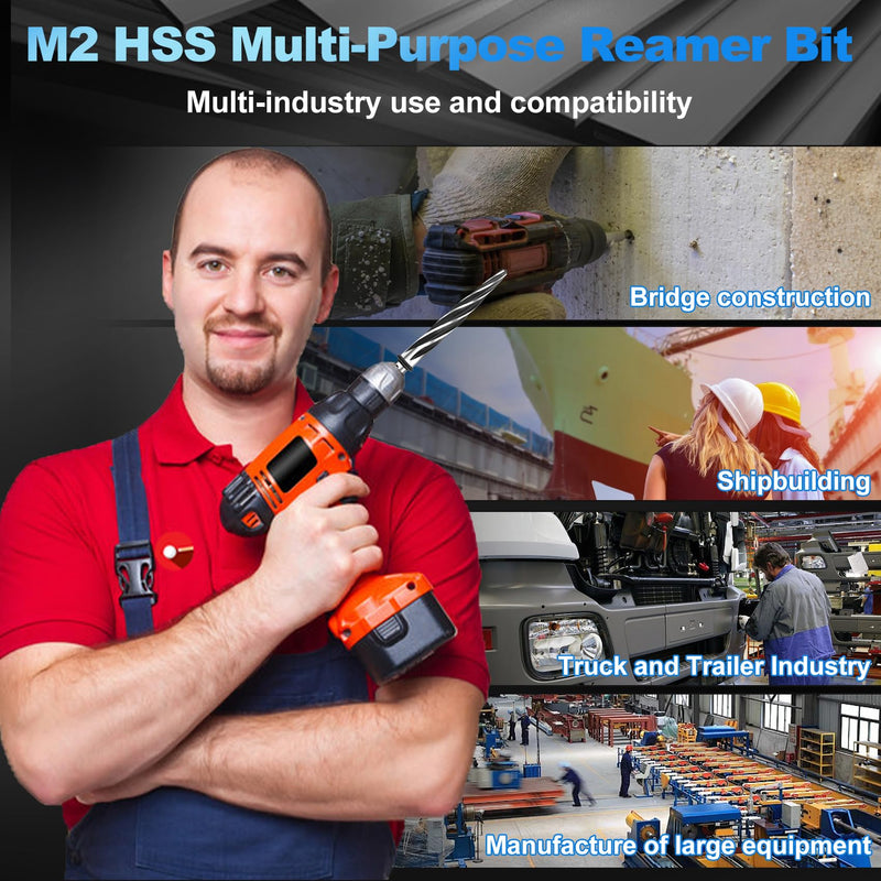 [Australia - AusPower] - 1/2" Bridge Construction Tapered Reamer Drill Bit,M2 HSS Chucking Reamer with 1/2" Non-Slip Handle,12mm-5 Spiral Edge Design Car Reamer for Steel, Alloy,Wood,Plastic,for aligning or enlarging Holes 1/2 in 
