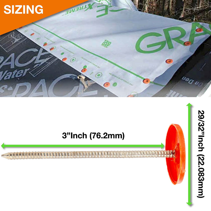 [Australia - AusPower] - 50 Pack - 3 Inch - Round Plastic Cap Nail Roofing Nails Galvanized Tar Paper Nails for House Wrap Fastening Foam Board Roofing Felt Insulation Film (50) 50 