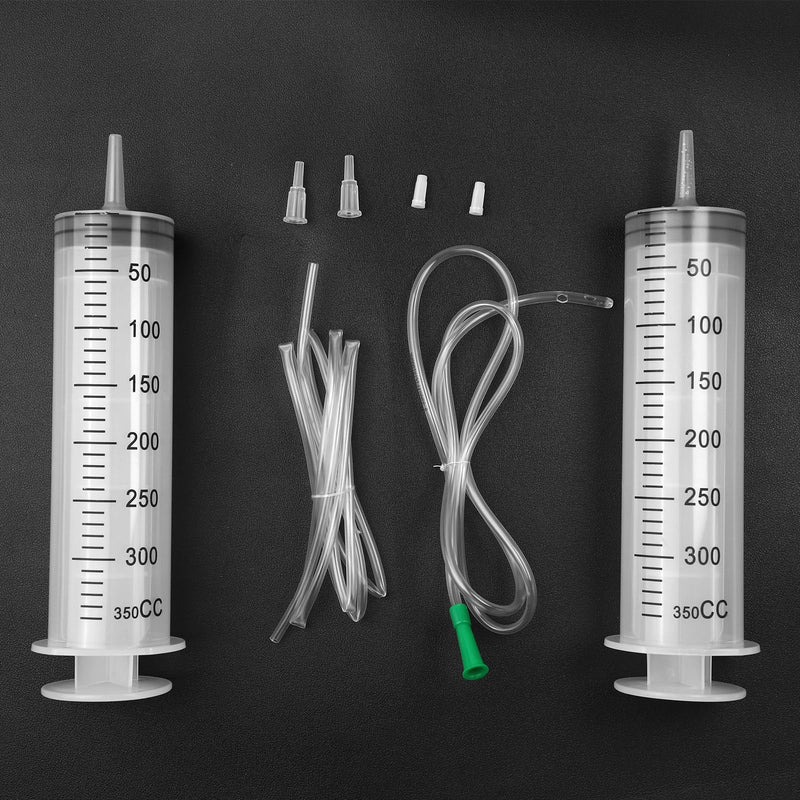 [Australia - AusPower] - Pack of 2 syringes, 350 ml, oil syringe, dosing syringe, made of plastic, plastic syringe, reusable for oil or glue applicators, laboratory, industry, garden and pet feeding 