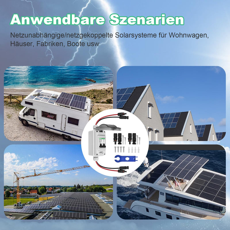 [Australia - AusPower] - TEOV DC Isolator Switch Solar PV, 2P 16A 1000V Solar Circuit Breaker with Cable IP65 Waterproof Isolator Switch for Solar PV System 16 A, with cable 