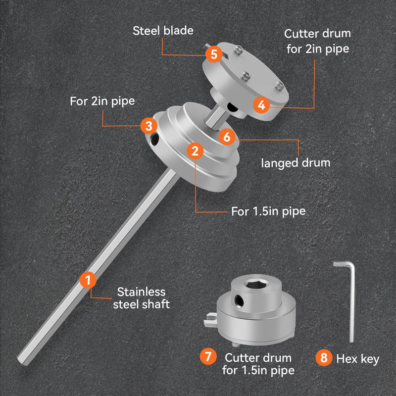 [Australia - AusPower] - Inside Pipe Cutter for PVC Pipe-Aluminum Alloy Internal PVC Pipe Cutter for 1-1/2"and 2"Pvc Pipe, 7"Adjustable Cutting Depth PVC Pipe Cutter Tool Suitable for ABS, PVC, CPVC, PE, or PP Material Silvery 