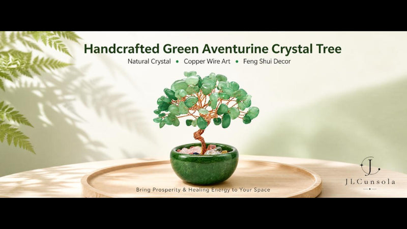 Green Aventurine Crystal Tree of Life Earthy Healing Bonsai Desk Decor