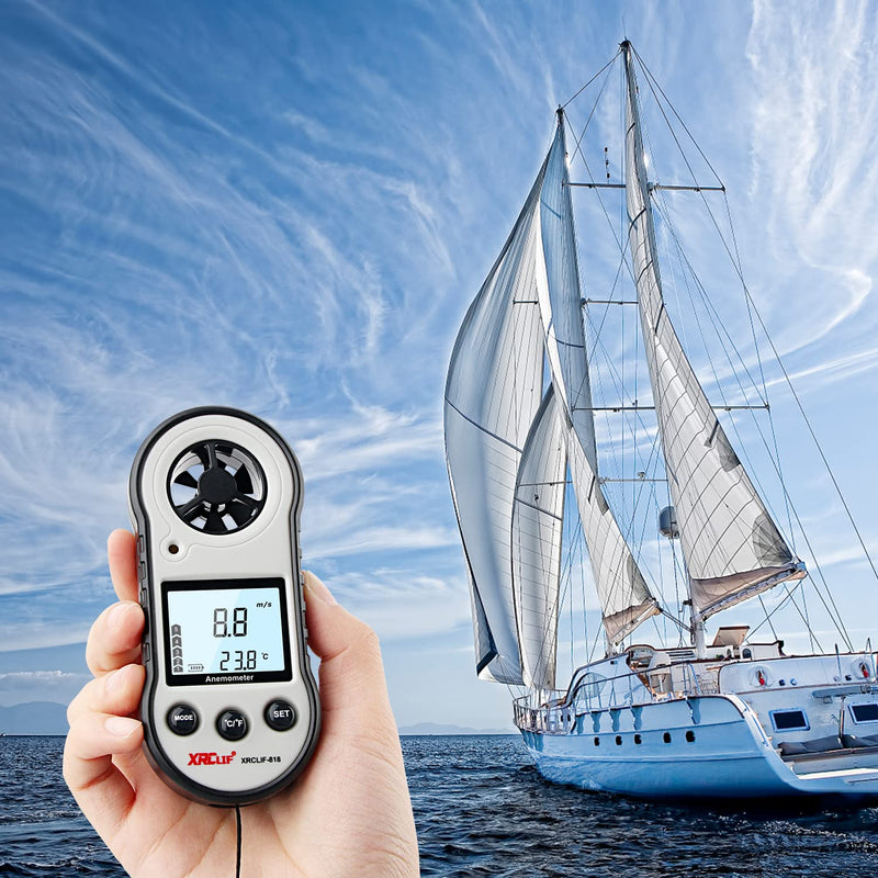 Digital Anemometer Handheld, Wind Speed Meter Wind Gauges Air Flow Velocity Meter, Measuring Wind Chill Temperature Speed, Wind Meter Thermometer Gauge for Shooting Windsurfing Fishing