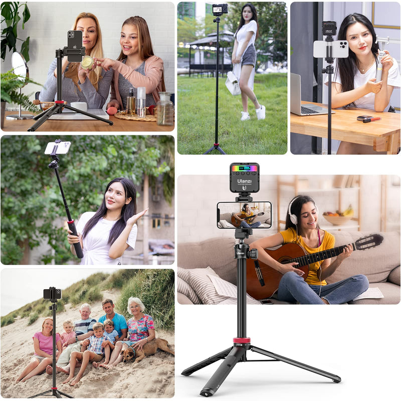 [Australia - AusPower] - ULANZI MT-44 Extendable Phone Tripod, 59" Selfie Stick Phone Vlog Tripod Stand with 2 in 1 Phone Clip, 360° Ball Head Camera Tripod for iPhone Sony Canon GoPro, Lightweight for Travel BLACK 