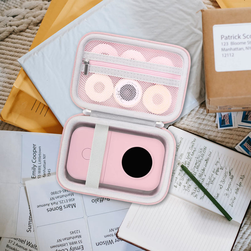 [Australia - AusPower] - Canboc Label Maker Case for Phomemo D30/ Phomemo D35/Memoking D30 Label Maker, Portable Thermal Bluetooth Label Printer Storage Bag, Mesh Bag fit Label Paper Cable, Pink Pink+Pink 