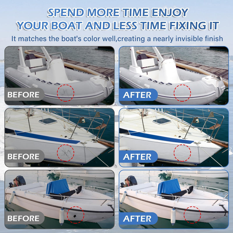 Marine Fiberglass Repair Kit for Boats, 200g/7.06oz Gel Coat Kepair kit for Boats, Epoxy Filler for Repairs Cracks, Scratches, Debris, Holes, Gaps, Suitable for Fiberglass, Acrylic, Porcelain