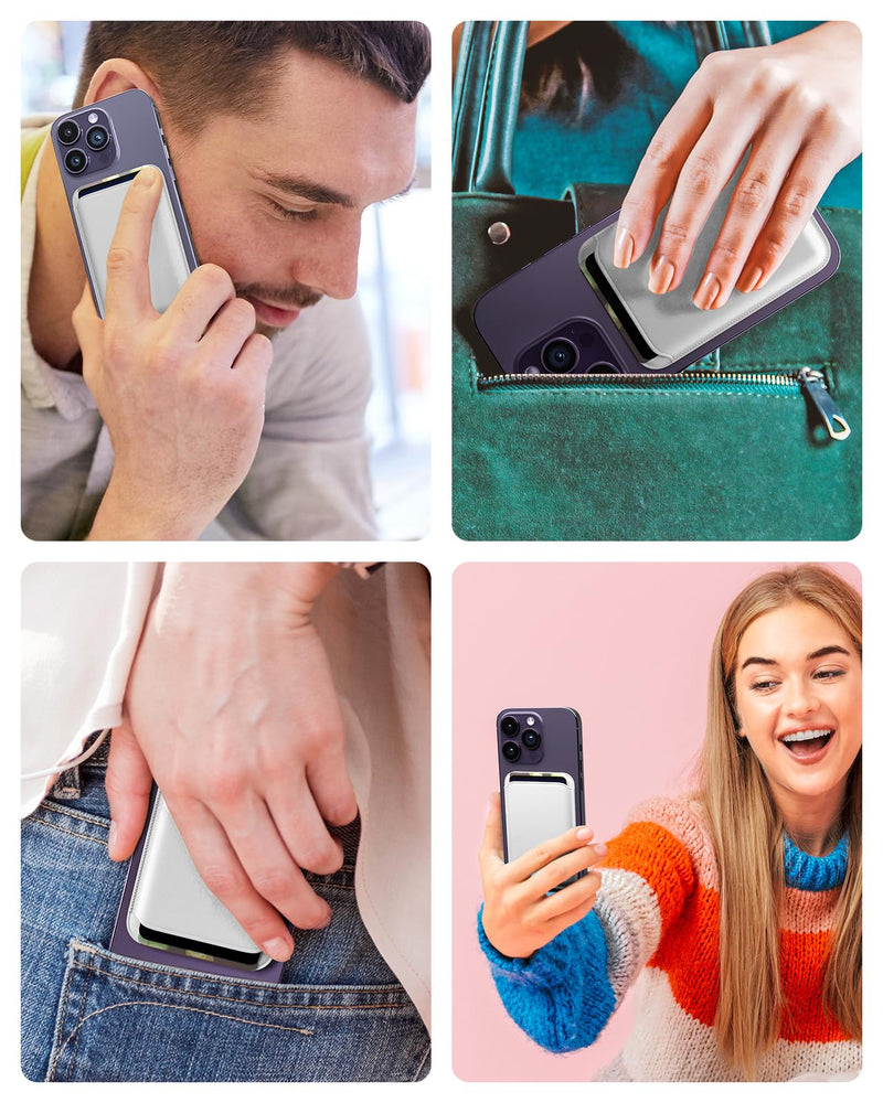 [Australia - AusPower] - Magnetic Phone Wallet for Apple MagSafe, Card Wallet Holder for iPhone 15 Pro Max/15 Plus/15 Pro/15, 14 Pro Max/14 Plus/14 Pro/14, 13 Pro Max/13 Pro/13, 12 Pro Max/12 Pro/12, White 