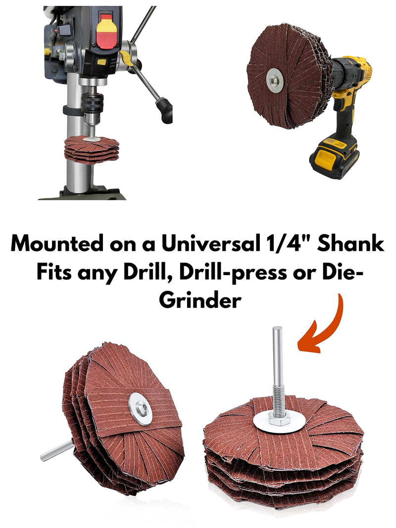 [Australia - AusPower] - LINE10 Tools 4-inch Sanding Mop Kit, Moulding Flap Sander Wheel for Drill Press 80, 120, 240 Grit, Pack of 3 80 | 120 | 240 Grit 3.0 