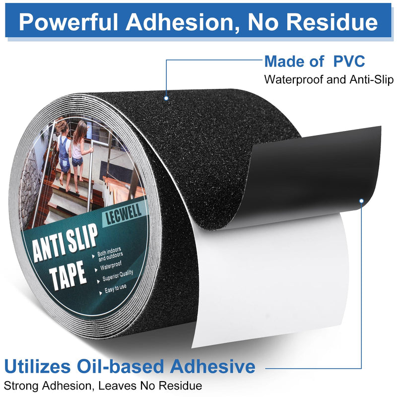 Anti Slip Tape, 4inch x 14.7ft Non-Slip Traction Grip Tape to Indoor or Outdoor Stair,Tubs, Boats,Waterproof Grip Tape Safety Non Skid Roll for Stair Steps, Black Onesize 1.0