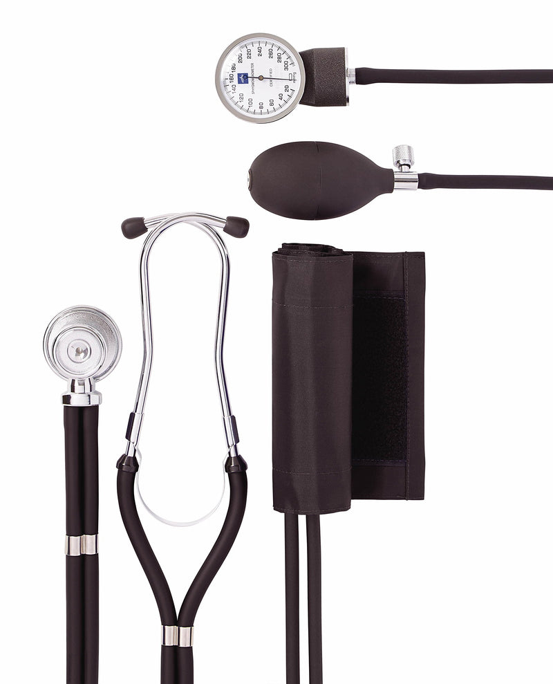 [Australia - AusPower] - Medline Compli-Mates Professional Aneroid Sphygmomanometer and Sprague Rappaport Stethoscope Kit, Carrying Case Included, Adult Size, Black, 1 Kit 