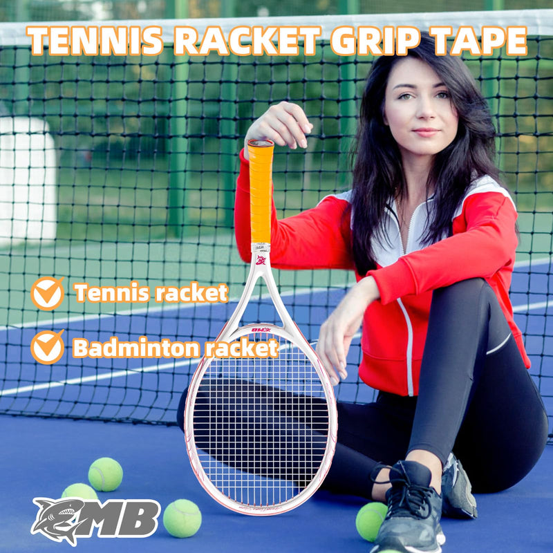 Tennis Racket Grip Tape 3 Pack, Racket Grips Soft Racquet Overgrips for Tennis, Pickleball and Badminton - Anti-Slip and Absorbent Tennis Grip Tape Set Orange