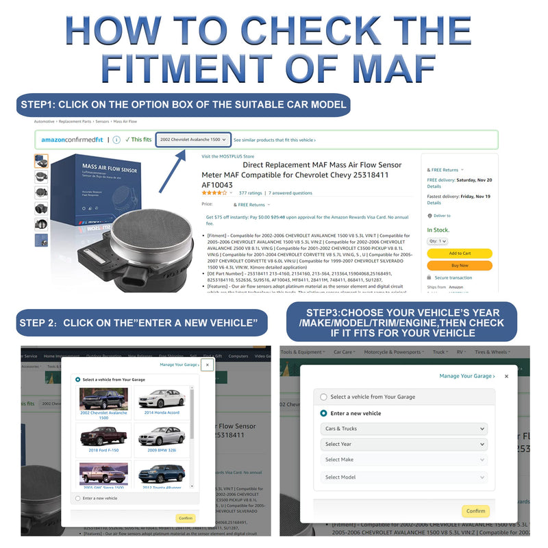 MOSTPLUS Mass Air Flow Sensor MAF Compatible for Ford Mercury Mazda F67F12B579EA AF10117 917-841 MAS0214