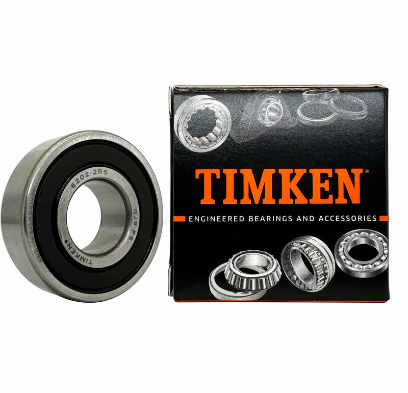 2PACK TIMKEN 6202-2RS Double Rubber Seal Bearings 15x35x11mm, Pre-Lubricated and Stable Performance and Cost Effective, Deep Groove Ball Bearings.