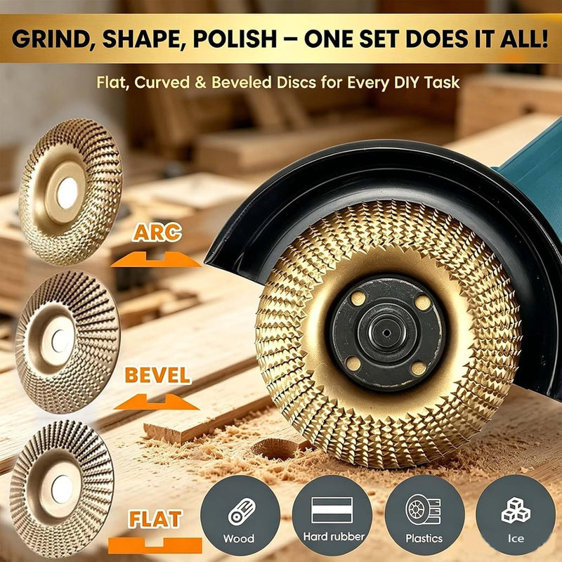 Pack of 3 Tungsten Carbide Sanding Discs for Wood, Grinding Wheel for Angle Grinder, Grinding Wheel for Grinding, Carving and Cutting Wood Grinding Wheel