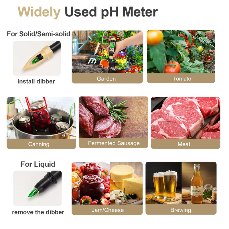 [Australia - AusPower] - Soil pH Meter for Food, Bluetooth Water pH Tester for Soil & Hydroponic, Digital pH Temp Meter for Blueberry Jam with ATC for Canning, Dough, Garden Lawn, Indoor Outdoor Plants, Raised Garden Beds 