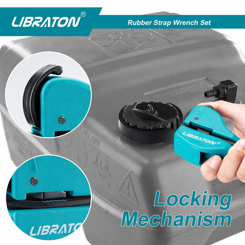 [Australia - AusPower] - LIBRATON Strap Wrench Set,Universal Rubber Strap Wrench, 2-piece Oil Filter Strap Wrench Set, Multifunctional Adjustable Wrench Tools Oil Filter, Jar Opener 