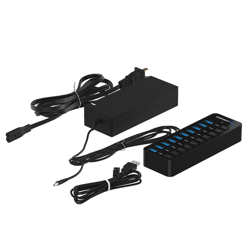 [Australia - AusPower] - SABRENT 10-Port 60W USB 3.0 Hub with Individual Power Switches and LEDs Includes 60W 12V/5A Power Adapter (HB-BU10) 