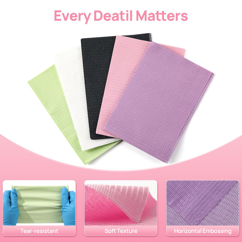 [Australia - AusPower] - JMU Pink Dental Bibs, 50 Pack 3-Ply Waterproof Disposable Dental Bibs 13"x18" for Dental Clinic, Tattoo Shop, Nail Salon 13"x18" 