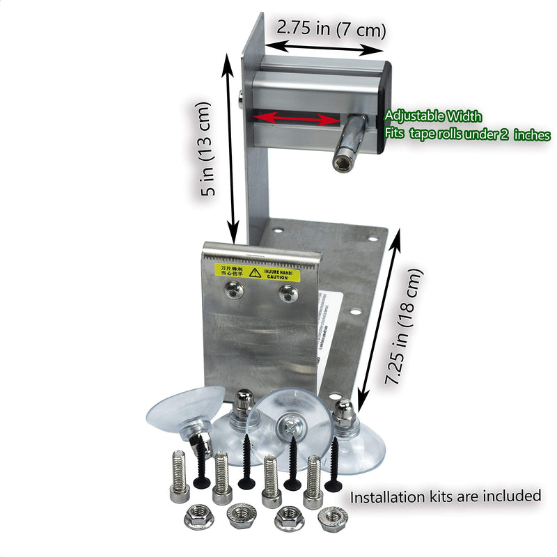 2 inches Desktop Table Top/Wall Mounted Tape and Label Dispenser, Large Desktop Tape Dispenser for 2'' Tape, Stainless Steel Frame with Sucktion Cup Sucker TTD-02