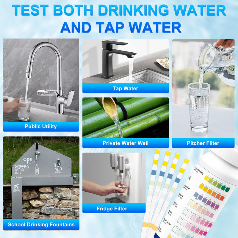 Lead Water Test Kit 2026 Upgraded 8 in 1 Home Drinking Water Testing Kits 50pcs, House Tap and Well Water Hardness Tester, Lead Test Strips for Alkalinity, pH, Copper, Nitrite&Chlorine 50pcs Box
