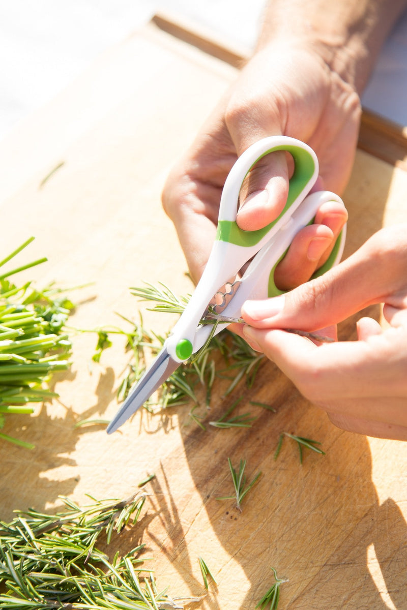 [Australia - AusPower] - Zyliss Heavy Duty Home & Kitchen Herb Shears Scissors with Innovative Stem Stripper, Versatile Kitchen Shears for Trimming Weeds, Flower Buds & More - White/Green - 8.5 x 4.2 x 0.4 inches Herb Snippers 
