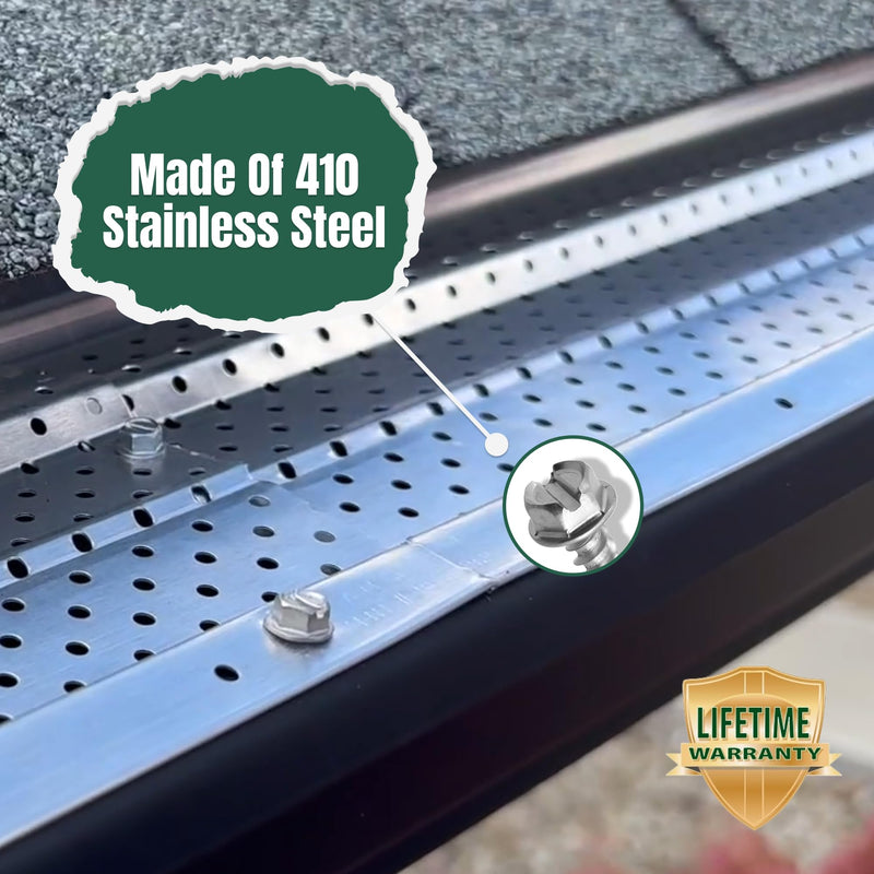 [Australia - AusPower] - A-M Gutter Guard - 1/2" #8 Stainless Steel Zip Screws - Self-Piercing Easy Start Tip - Mill Finish - 1/4" Slotted Hex Washer Head - Pack of 100 - Includes 1/4" Magnetic Hex Driver – For Gutter Install 