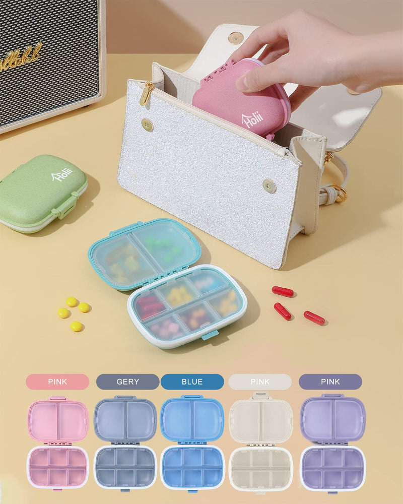 [Australia - AusPower] - Holii Travel Pill Organizer, 8 Compartments Portable Pill Case, Daily Pill Box to Hold Vitamins, Small Pill Container for Pocket Purse Medicine Organizer?Pink? Pink 