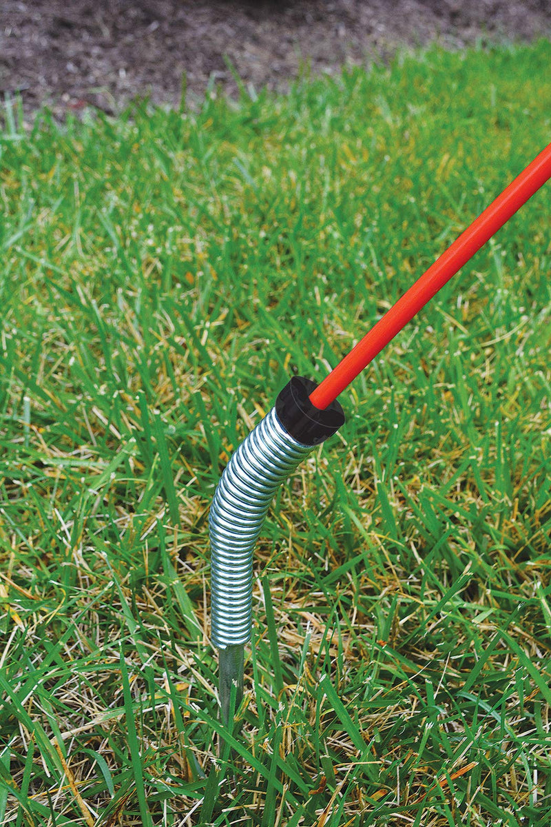 Hillman 847396 Driveway Marker Stake with Spring Back Action for Snow Poles or Rods and Student Drivers, Reflective Silver