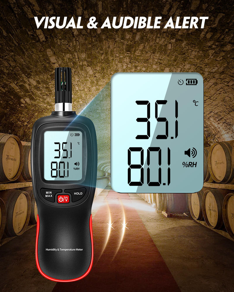WT83 Temperature Humidity Meter, High Precision Thermometer Hygrometer with Ambient Dew Point Wet Bulb Temperature Indoor Outdoor, Max/Min Data Hold, 1000 Sets Data Log, Batteries Included