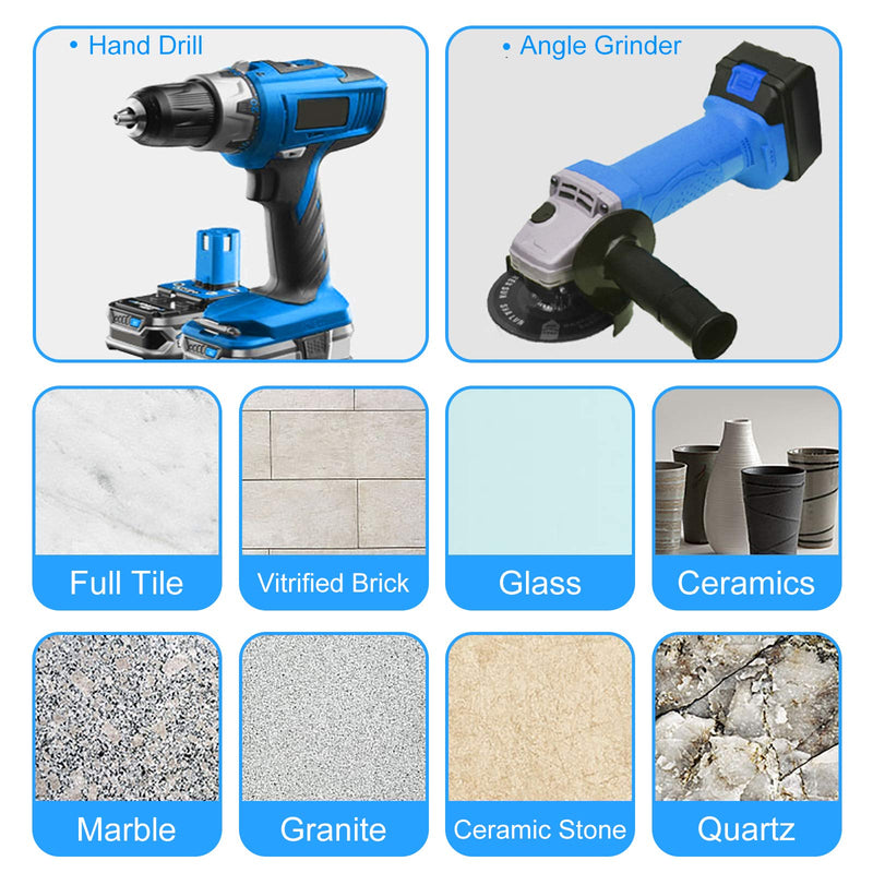 [Australia - AusPower] - Dry Diamond Drill Bits Set, 5 Pcs Tile Drill Bits for Porcelain, Ceramic, Granite, Marble, Stone, Glass Hard Materials, Round Shank 1/4", 5/16", 3/8", 1/2" Drill Bits, with Storage Case 5 Pcs Diamond Bits 
