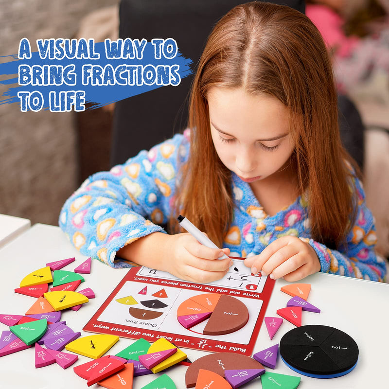 [Australia - AusPower] - Magnetic Fraction Tiles & Fraction Circles Activity Set - Math Manipulatives for Elementary School - Fraction Magnets & Resources - Fraction Strips & Bars 