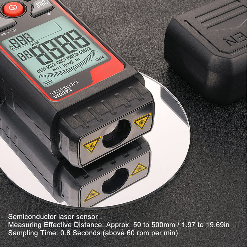 [Australia - AusPower] - Tachometer 2.5 RPM to 999999 RPM Digital Display Black Non-Contact Tachometer for Devices 