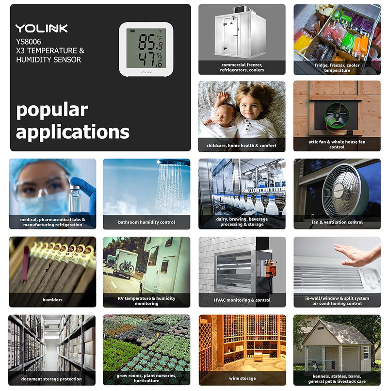 [Australia - AusPower] - YoLink X3 version Temperature & Humidity Sensor, Supports App Real-Time Data Refresh, Alexa, IFTTT, Home Assistant Integration - YoLink Hub Included With Hub 1 