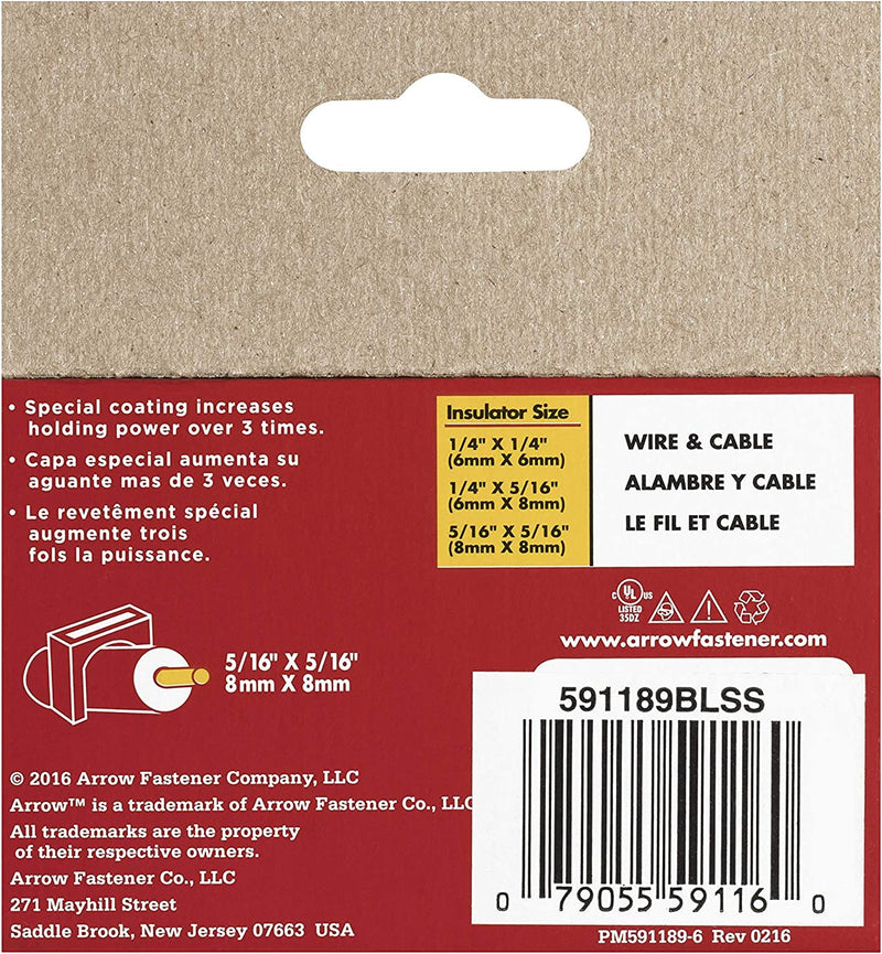 [Australia - AusPower] - Arrow 591189BLSS Genuine T59 Stainless Steel 5/16-Inch Leg Length by 5/16-Inch Crown Width Insulated Staples for Cable and Wiring, Black, 300 Count Hardware Staple 