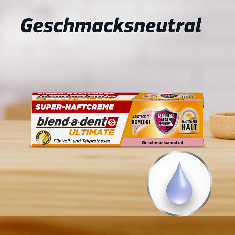 Blend-a-dent Complete Adhesive Cream, 4 x 47 g, Strong Hold and Comfortable to Wear for Dentures, Neutral in Taste 4x 47g Tasteless