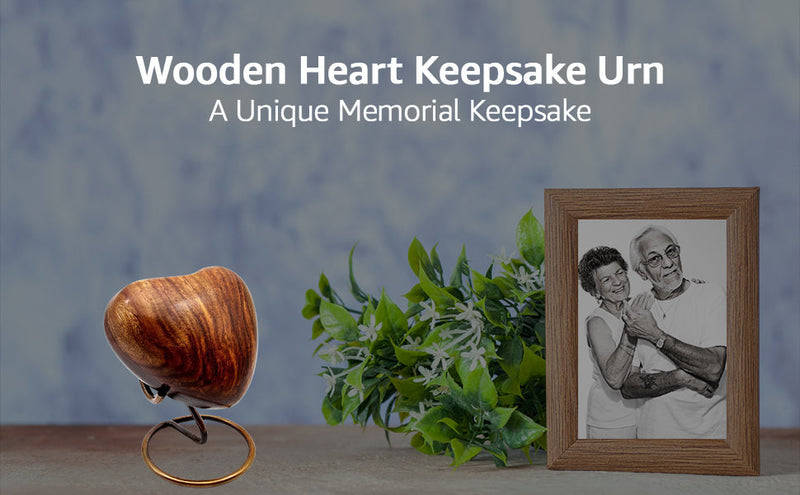 Wooden Heart Urn Keepsake Cremation Urn, Wooden Urn Style, 3 inch