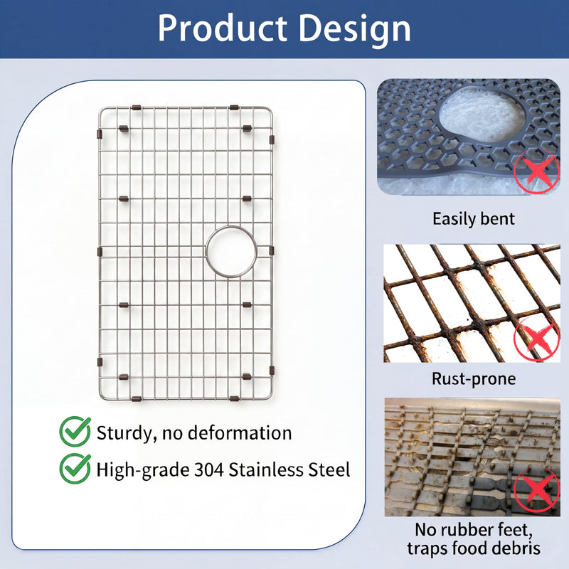 LQS Stainless Steel Sink Protectors, Kitchen Sinks Grid with Center Drain Hole for Single Bowl, Sink Protector, Kitchen Sinks Grate, Sink Bottom Grid (27 7/8" x 15 15/16") 27 7/8" x 15 15/16"
