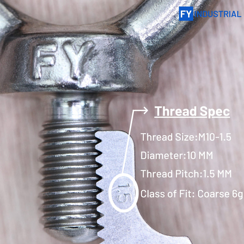Stainless Steel Machinery Shoulder Lifting Eye Bolt (M10, 10 Items) M10 Silver
