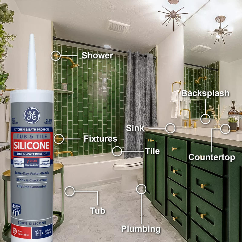 [Australia - AusPower] - GE Sealants & Adhesives GE612 Tub & Tile Silicone 1 Sealant, 10.1oz, Clear 