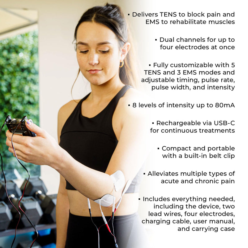[Australia - AusPower] - TENS 7000 Rechargeable Tens Unit Muscle Stimulator, EMS Muscle Stimulator, Back Pain Relief, 4 Electrodes/Unit Pads, Period Pain Simulator, Muscle Recovery & Growth, Stim Machine, Electrotherapy 