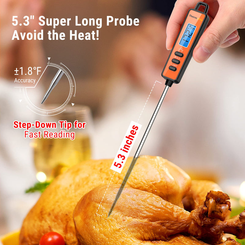 [Australia - AusPower] - 3-in-1 Bundle! ThermoPro 2-Pack Oven Thermometer for Gas Oven, 100-600°F Smoker Temperature Gauge, ThermoPro TP01A Digital Meat Thermometer for Cooking Candle Liquid Deep Frying Oil Candy 