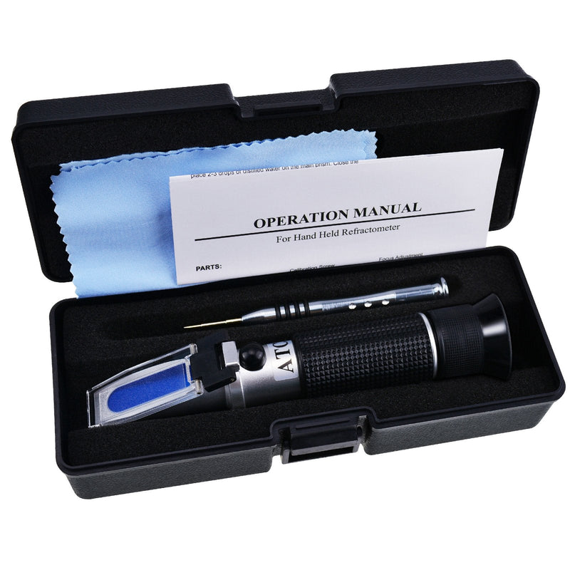 [Australia - AusPower] - 3-in-1 Clinical Refractometer with ATC for Tri-Scale Serum Protein 0-12 g/100ml Urine Specific Gravity SG 1.000-1.050 Refractive Index 1.333-1.360RI w/Extra LED Light & Pipette for Human Use Urine Sg / Serum Protein / Refractive Index 